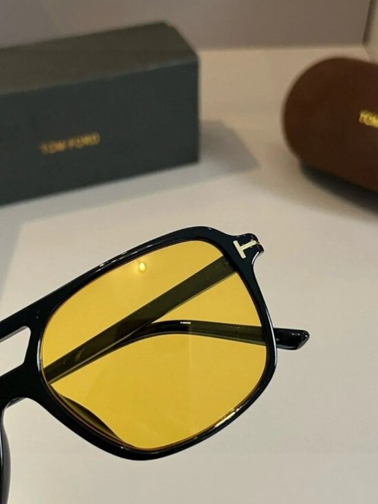 TF Falconer Double Bridge Sunglasses Yellow Tint Full Set Case & Box main image 4